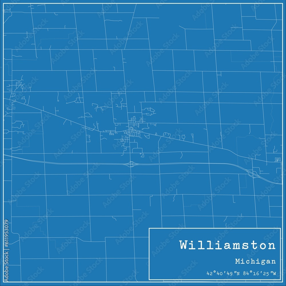 Obraz premium Blueprint US city map of Williamston, Michigan.