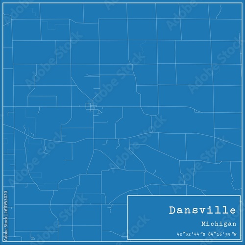 Blueprint US city map of Dansville, Michigan. photo