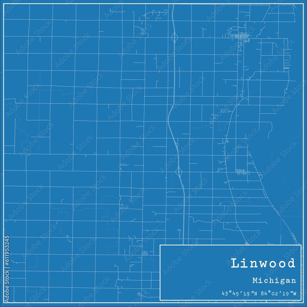 Blueprint US city map of Linwood, Michigan. Blueprint US city map of Linwood, Michigan.