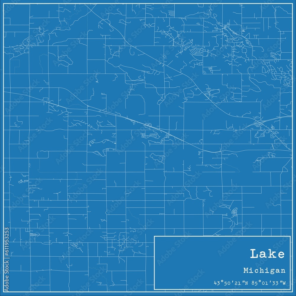 Blueprint US city map of Lake, Michigan.