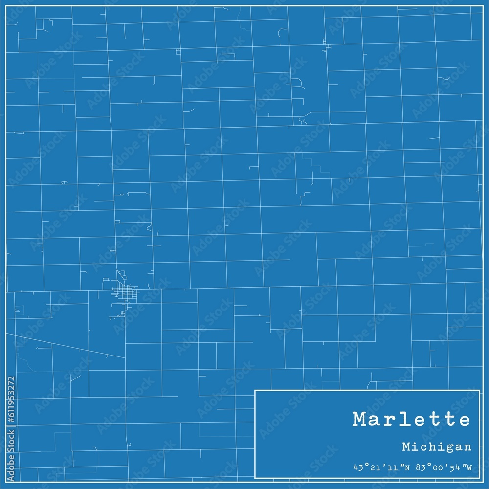 Obraz premium Blueprint US city map of Marlette, Michigan.