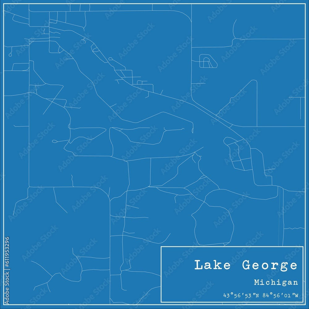 Blueprint US city map of Lake George, Michigan. Blueprint US city map of Lake George, Michigan.