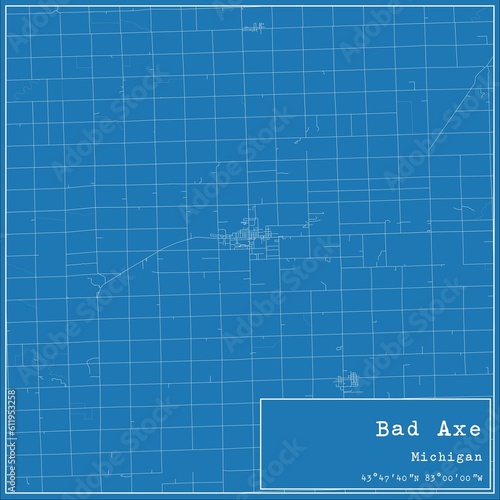 Blueprint US city map of Bad Axe  Michigan.
