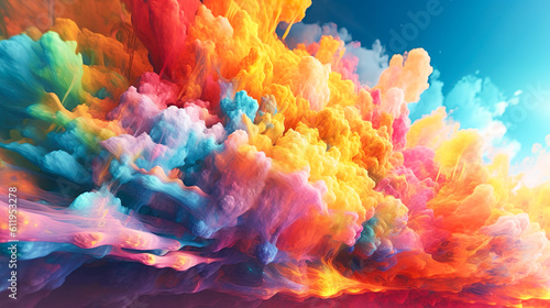 虹色の美しい雲のイラスト背景 Generative AI