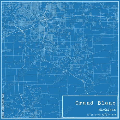 Blueprint US city map of Grand Blanc, Michigan.