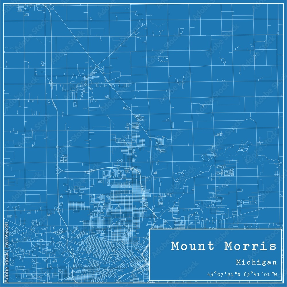 Obraz premium Blueprint US city map of Mount Morris, Michigan.