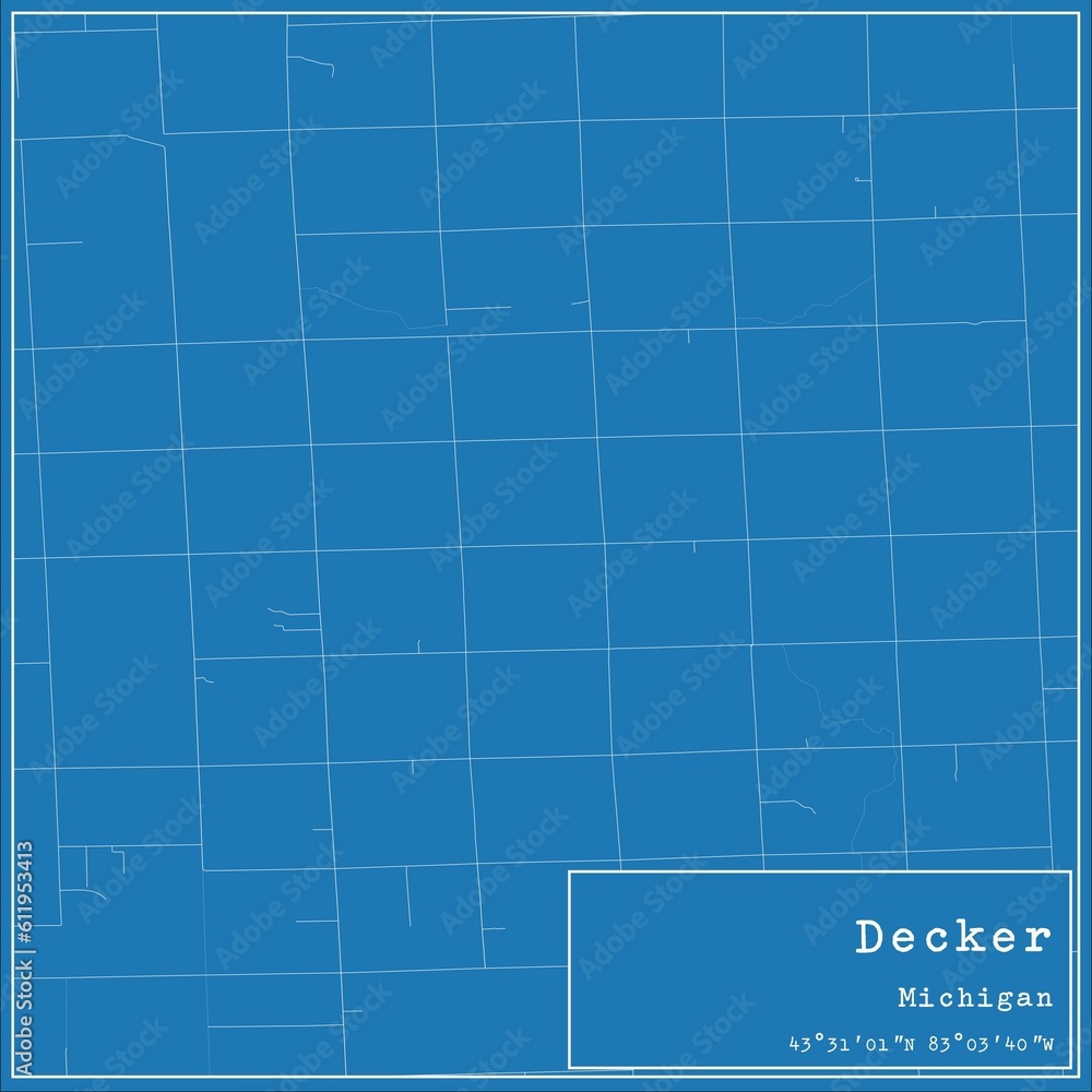 Blueprint US city map of Decker, Michigan. Blueprint US city map of Decker, Michigan.
