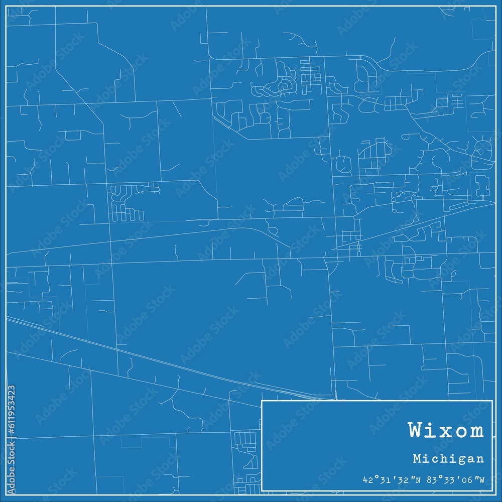 Blueprint US city map of Wixom, Michigan. Blueprint US city map of Wixom, Michigan.