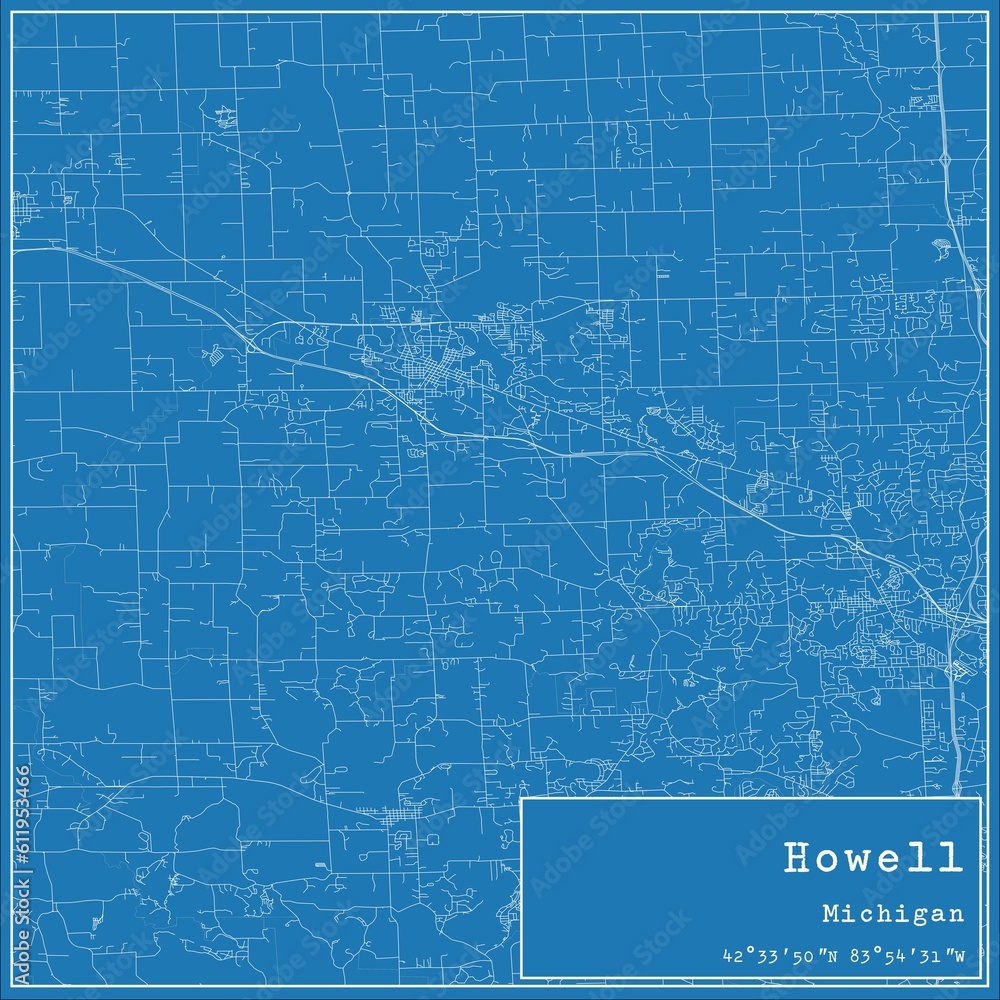 Blueprint US city map of Howell, Michigan. Blueprint US city map of Howell, Michigan.