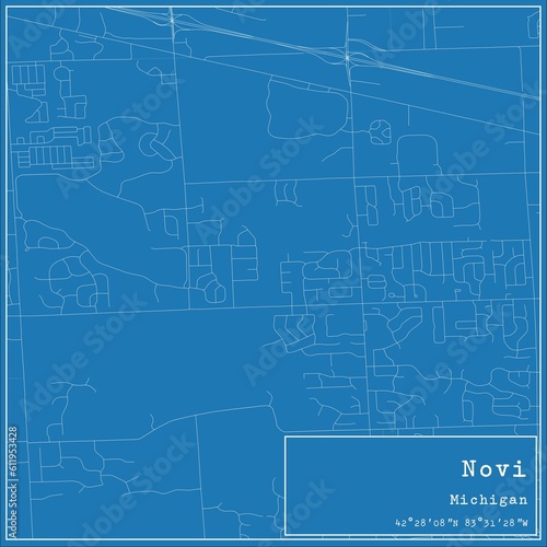 Wallpaper Mural Blueprint US city map of Novi, Michigan. Torontodigital.ca