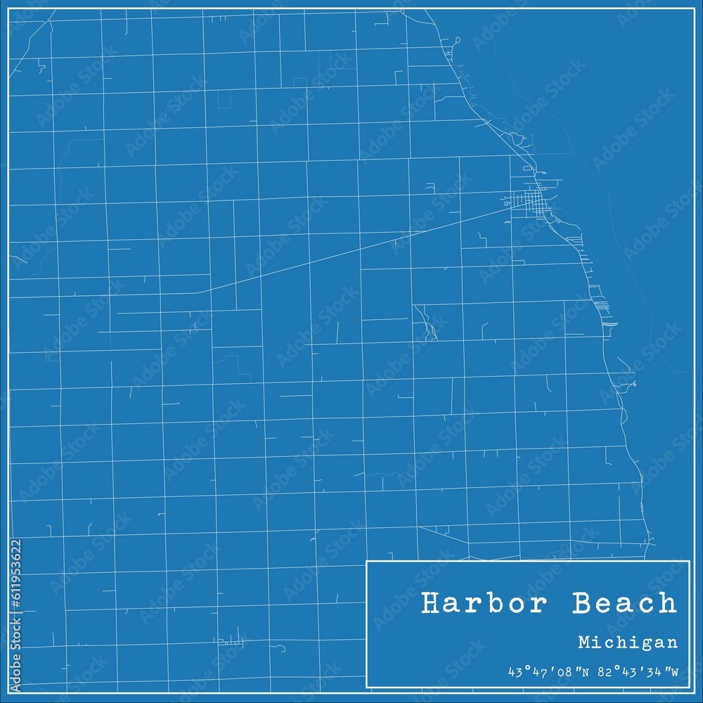 Obraz premium Blueprint US city map of Harbor Beach, Michigan.