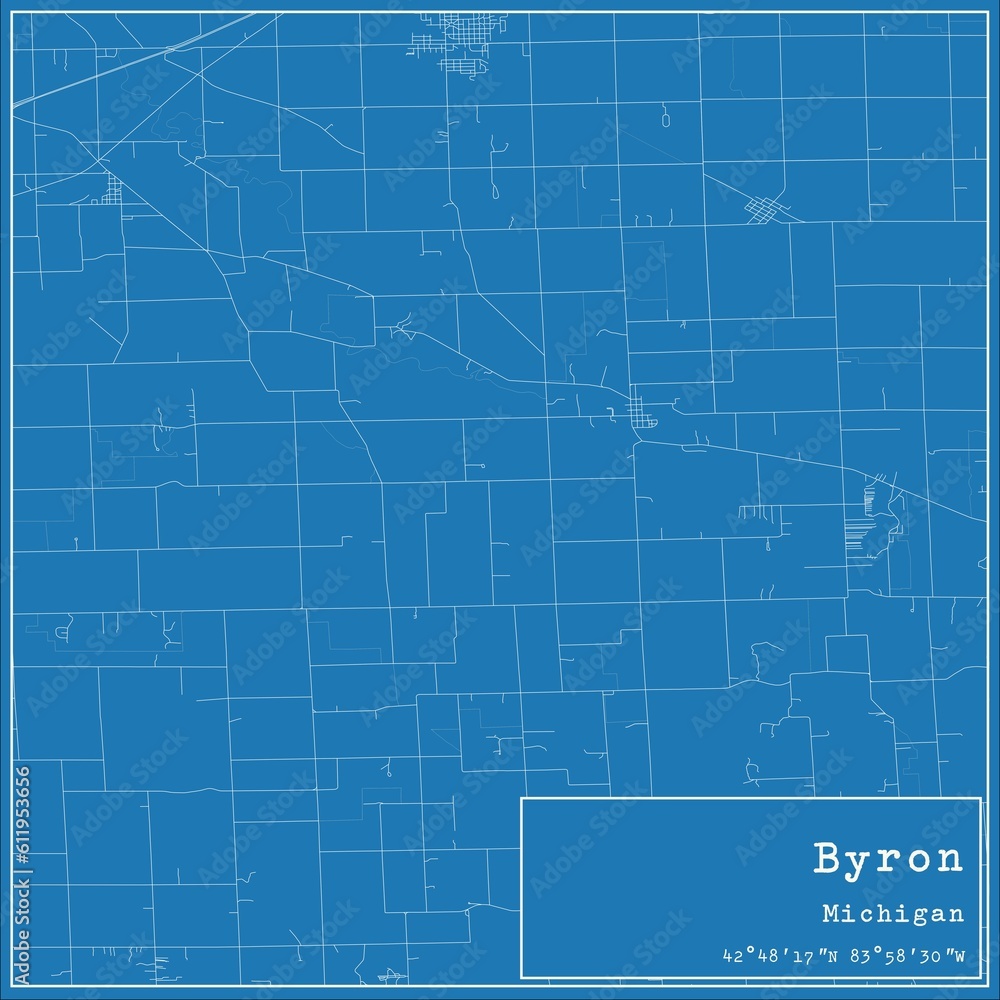 Fototapeta premium Blueprint US city map of Byron, Michigan.