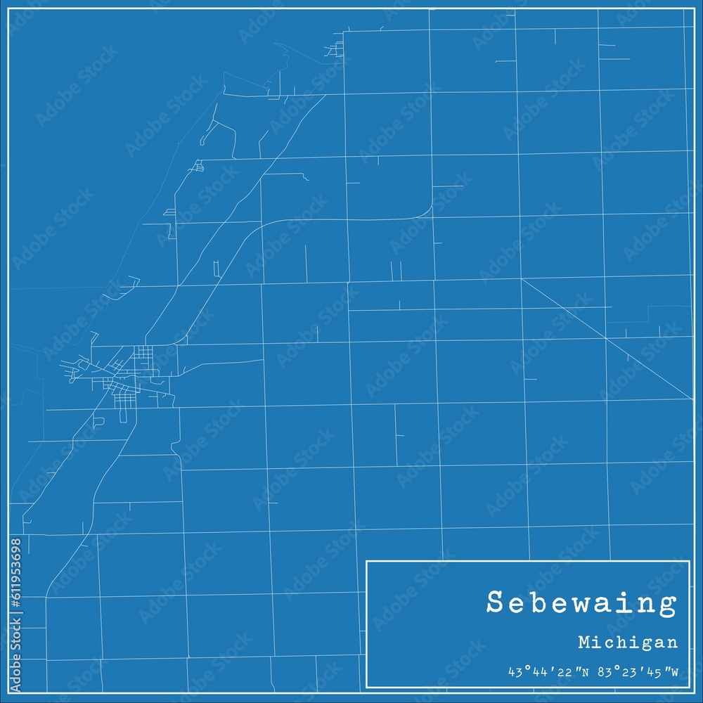Blueprint US city map of Sebewaing, Michigan. Blueprint US city map of Sebewaing, Michigan.