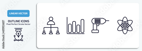 general outline icons set. general thin line icons pack included hr planning, ar graph, perforator, core values vector.