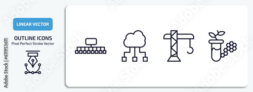 general outline icons set. general thin line icons pack included classification, computing technology, building crane, biotechnology vector.