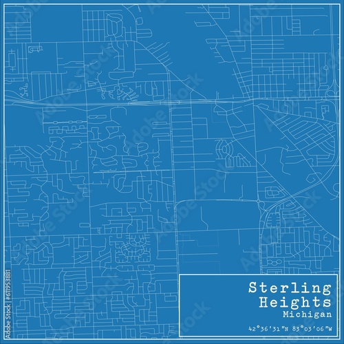 Wallpaper Mural Blueprint US city map of Sterling Heights, Michigan. Torontodigital.ca