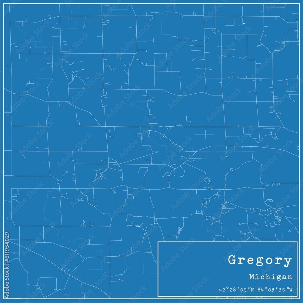 Blueprint US city map of Gregory, Michigan. Blueprint US city map of Gregory, Michigan.