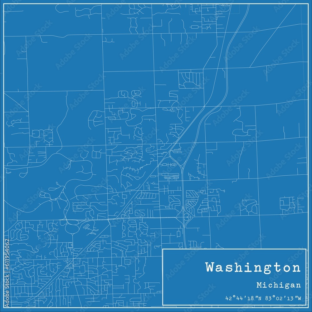 Blueprint US city map of Washington, Michigan. Blueprint US city map of Washington, Michigan.