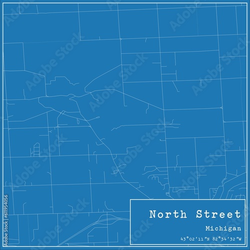 Blueprint US city map of North Street, Michigan.