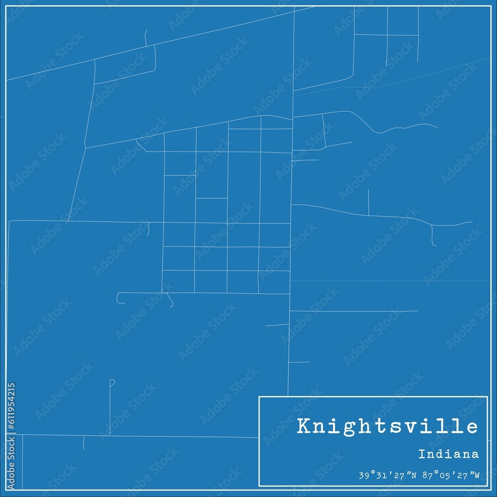 Blueprint US city map of Knightsville, Indiana.