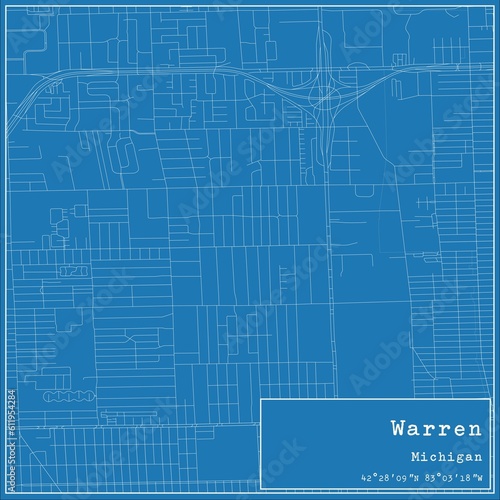 Wallpaper Mural Blueprint US city map of Warren, Michigan. Torontodigital.ca