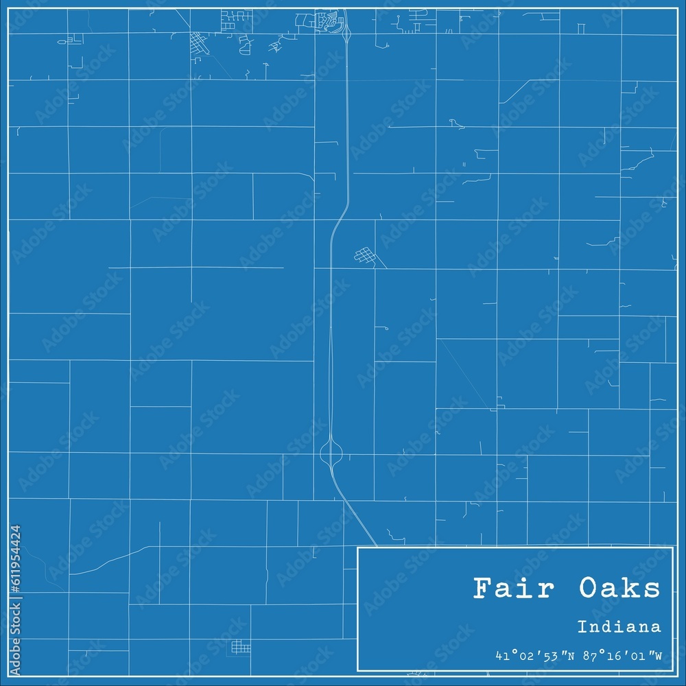 Blueprint US city map of Fair Oaks, Indiana. Blueprint US city map of Fair Oaks, Indiana.