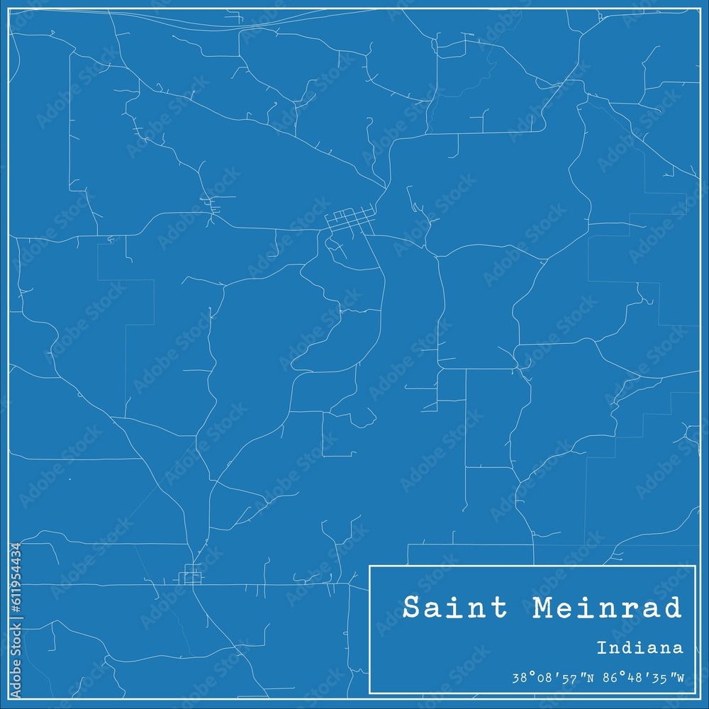 Blueprint US city map of Saint Meinrad, Indiana.