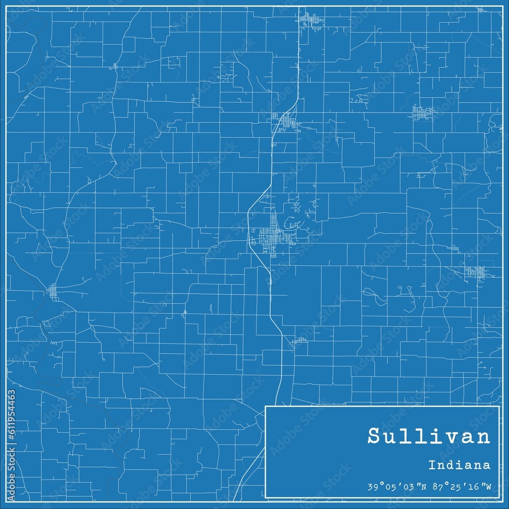 Obraz premium Blueprint US city map of Sullivan, Indiana.