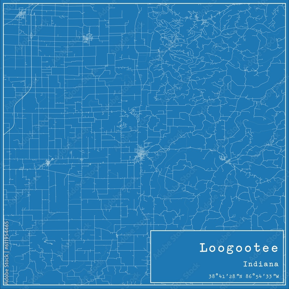 Blueprint US city map of Loogootee, Indiana. Blueprint US city map of Loogootee, Indiana.