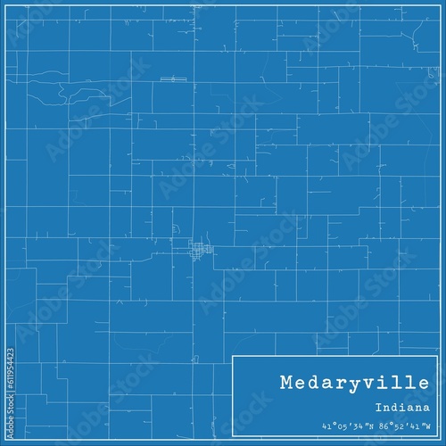 Blueprint US city map of Medaryville  Indiana.