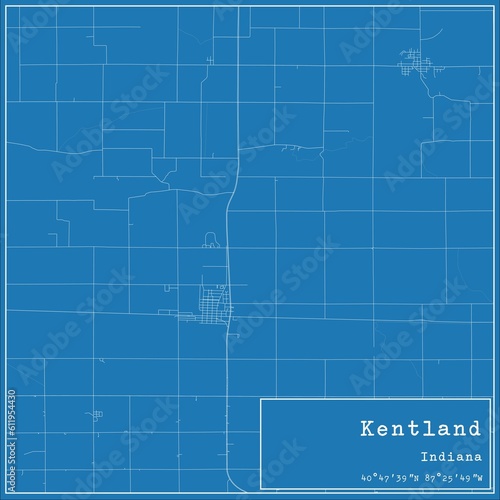 Blueprint US city map of Kentland, Indiana. photo