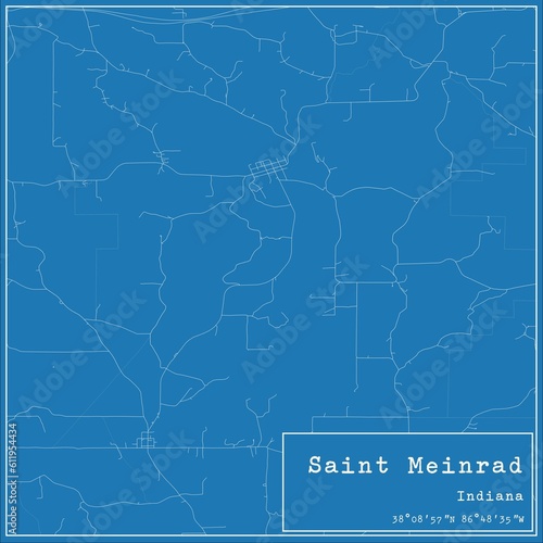 Blueprint US city map of Saint Meinrad, Indiana.