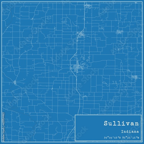 Blueprint US city map of Sullivan, Indiana.