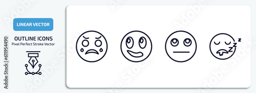 emoji outline icons set. emoji thin line icons pack included crying emoji, imagine thinking sleeping vector.