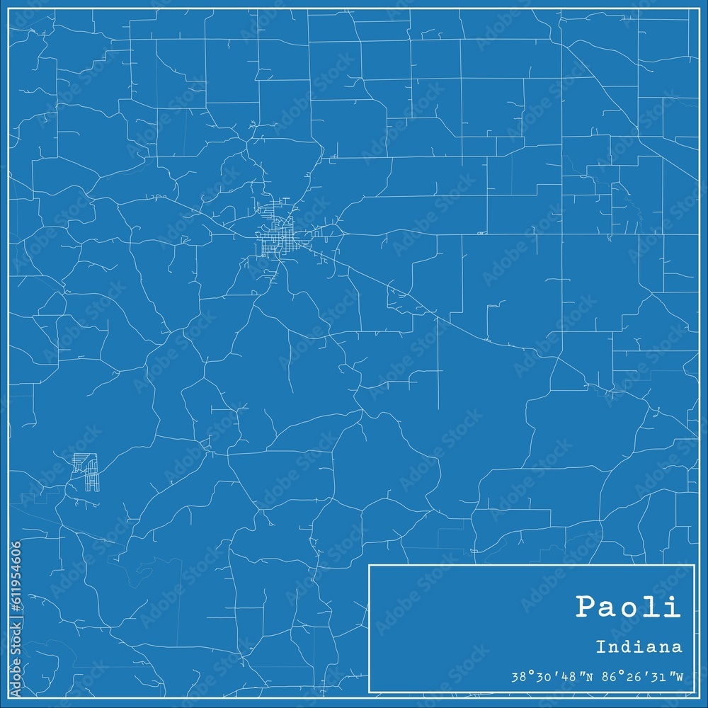 Blueprint US city map of Paoli, Indiana. Blueprint US city map of Paoli, Indiana.