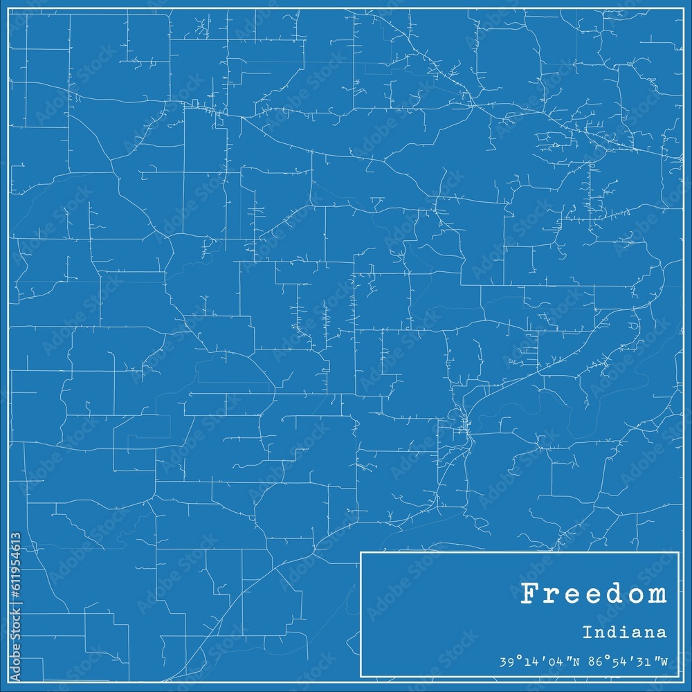 Blueprint US city map of Freedom, Indiana. Blueprint US city map of Freedom, Indiana.