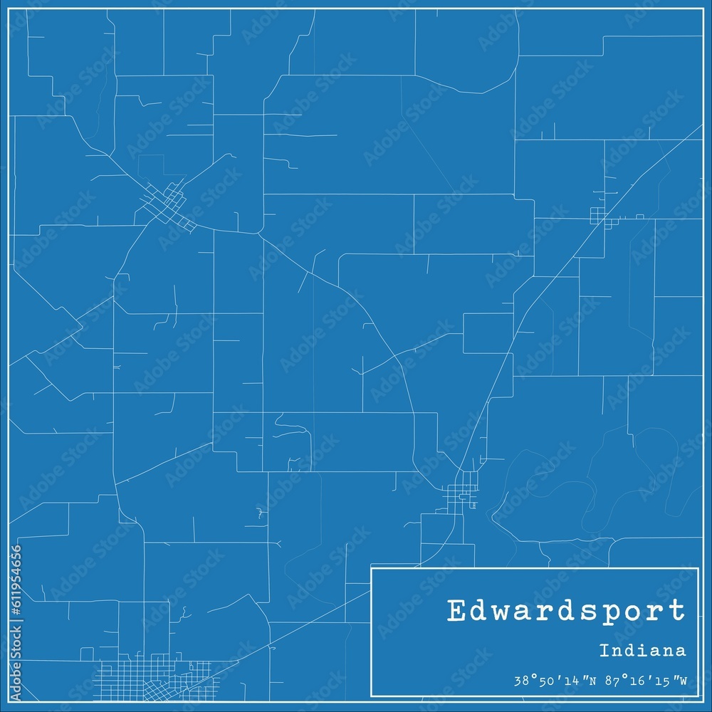 Blueprint US city map of Edwardsport, Indiana.