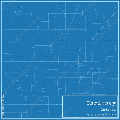 Blueprint US city map of Chrisney  Indiana.