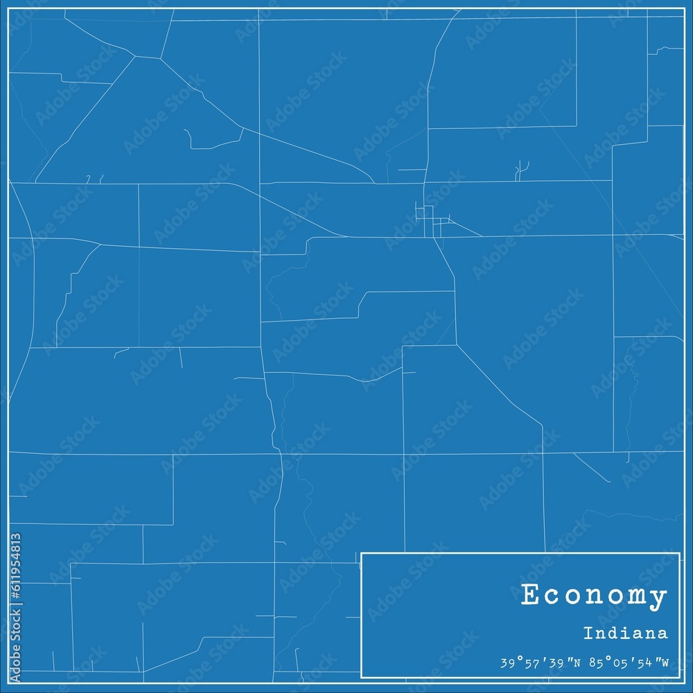 Blueprint US city map of Economy, Indiana.