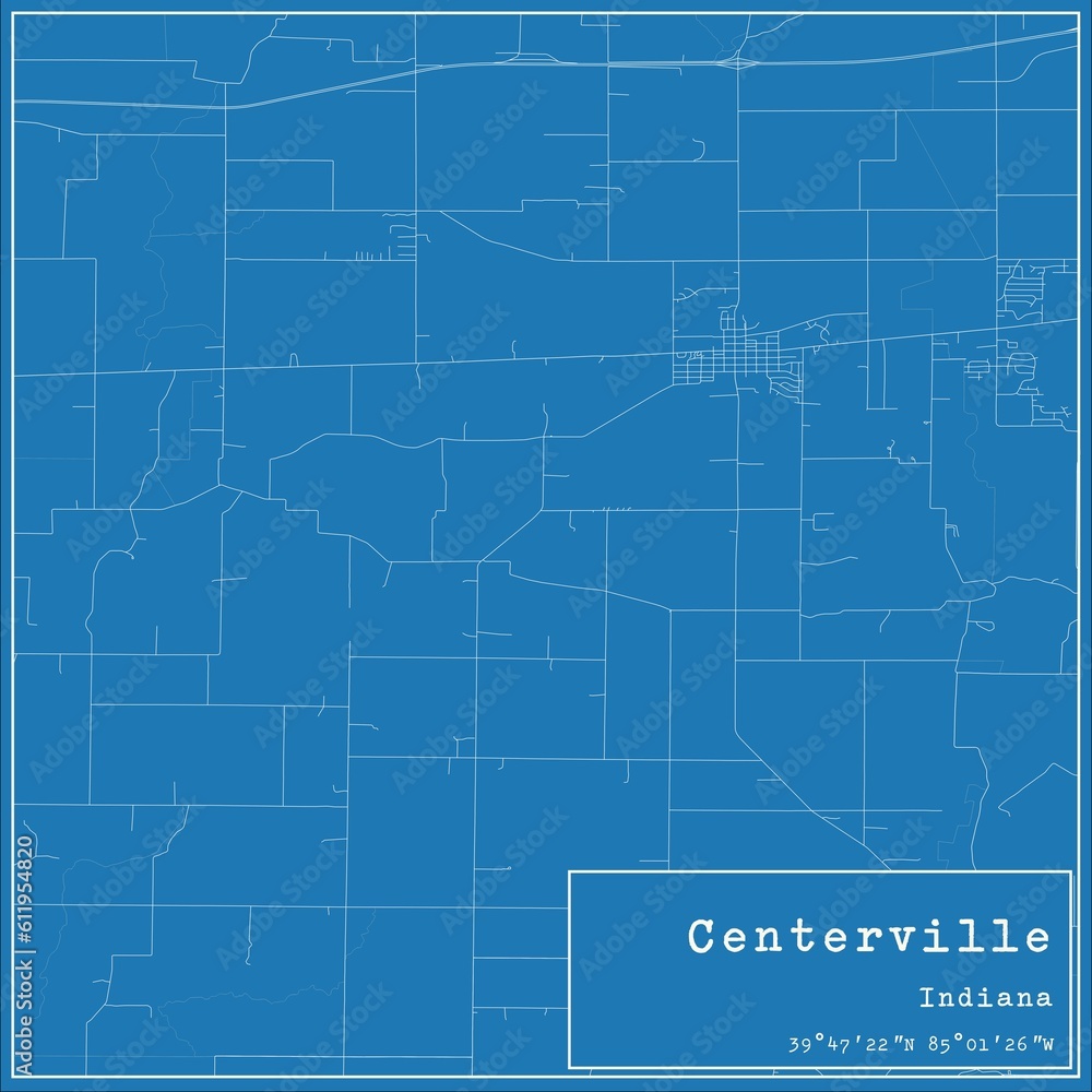 Blueprint US city map of Centerville, Indiana. Blueprint US city map of Centerville, Indiana.