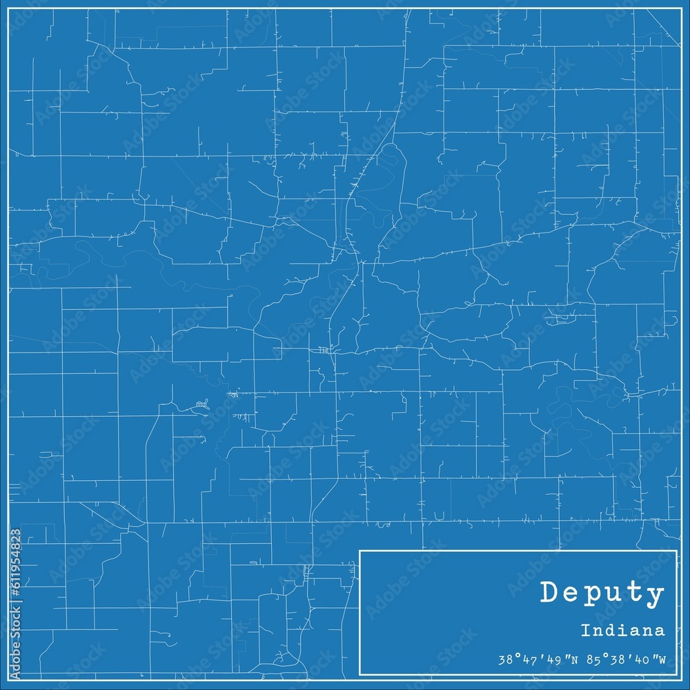 Blueprint US city map of Deputy, Indiana.