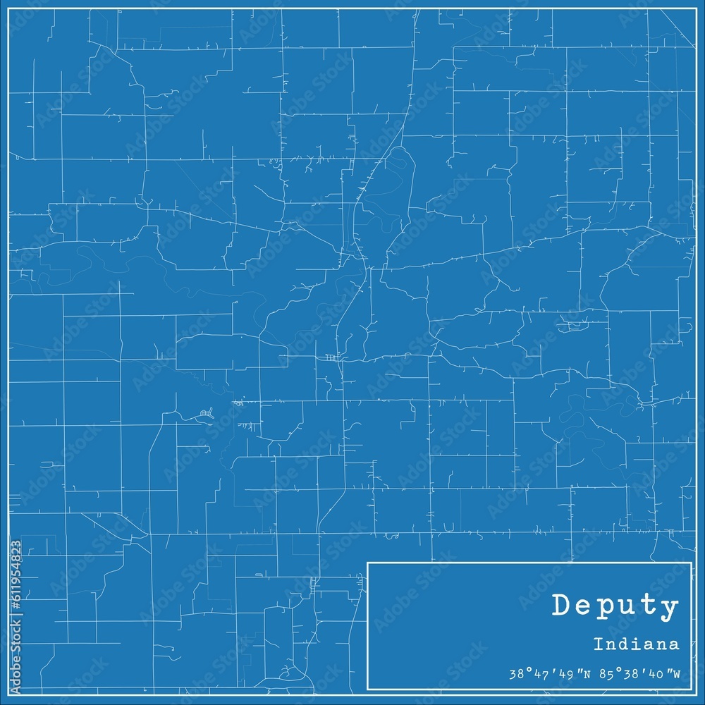 Obraz premium Blueprint US city map of Deputy, Indiana.