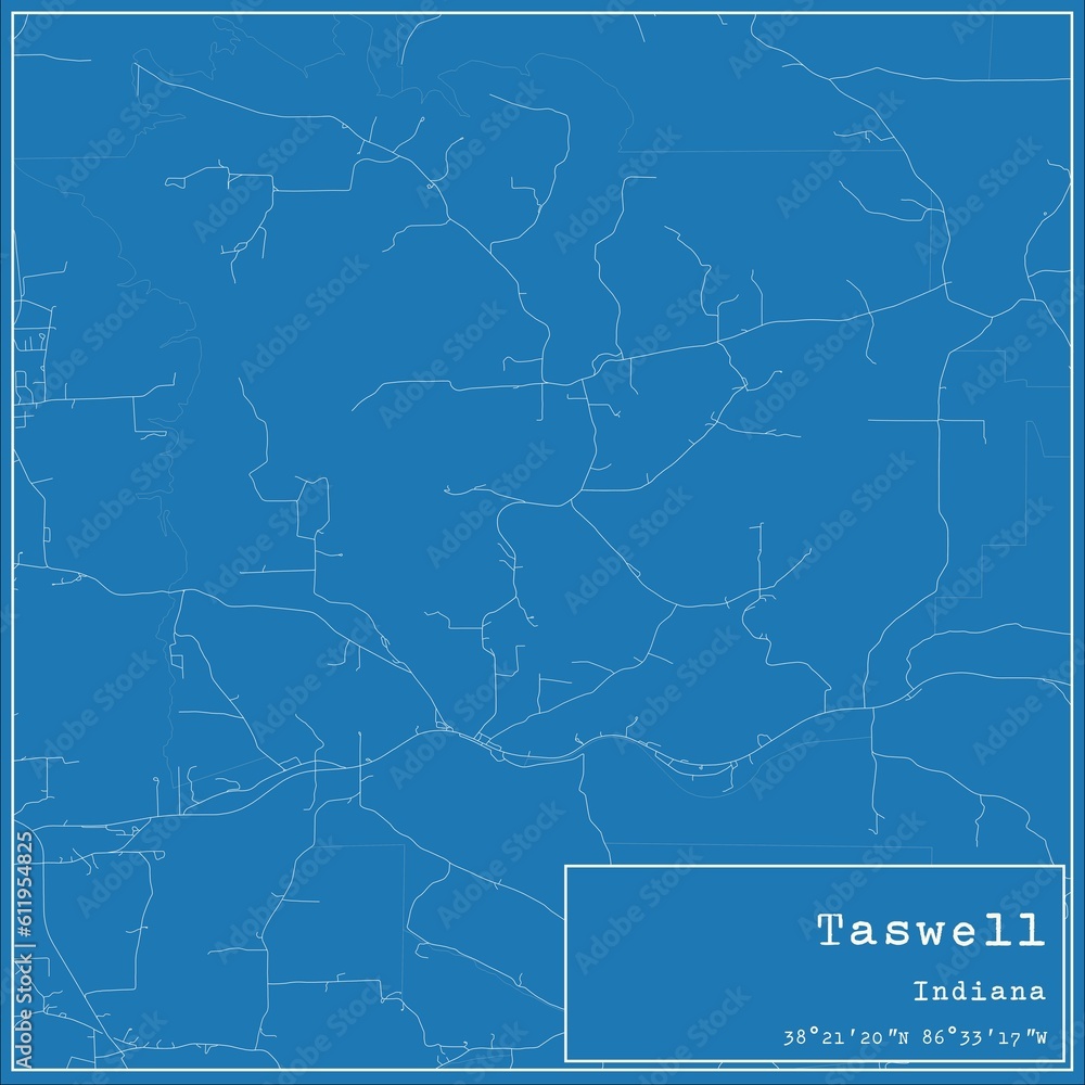 Fototapeta premium Blueprint US city map of Taswell, Indiana.