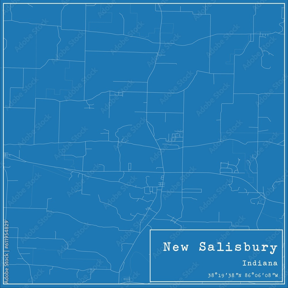 Blueprint US city map of New Salisbury, Indiana. Blueprint US city map of New Salisbury, Indiana.