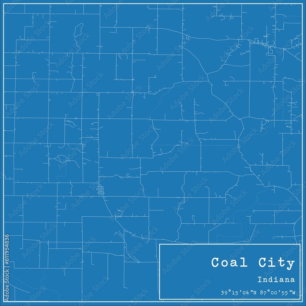 Fototapeta premium Blueprint US city map of Coal City, Indiana.