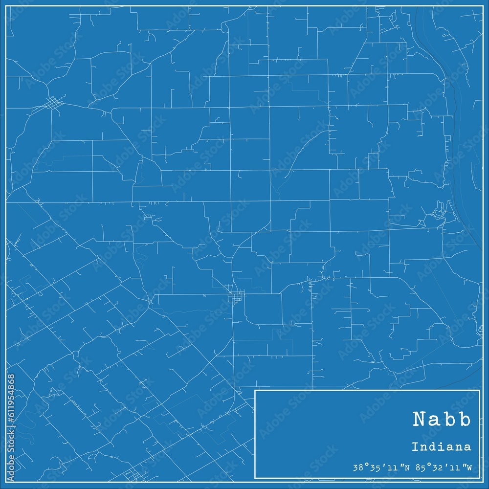Blueprint US city map of Nabb, Indiana.