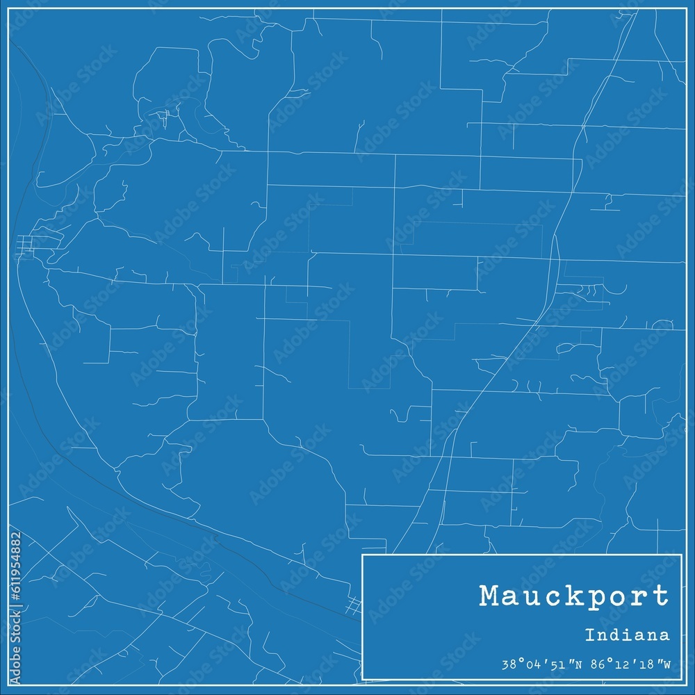 Blueprint US city map of Mauckport, Indiana.