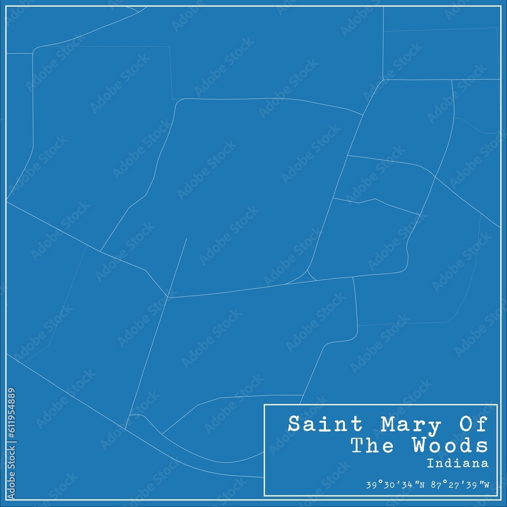Obraz premium Blueprint US city map of Saint Mary Of The Woods, Indiana.