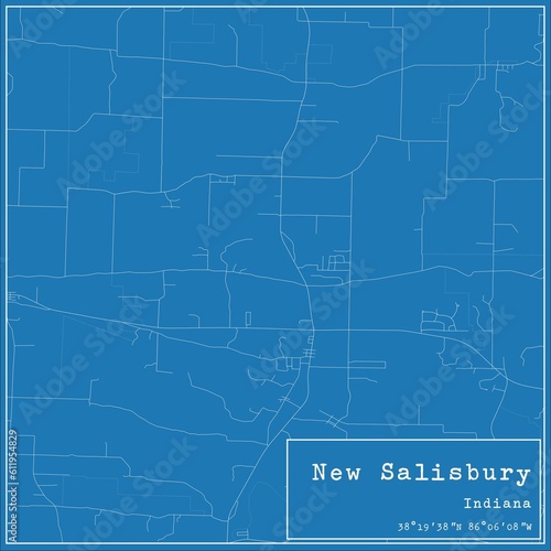 Blueprint US city map of New Salisbury, Indiana.