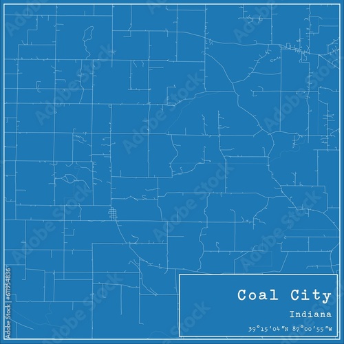 Blueprint US city map of Coal City, Indiana.
